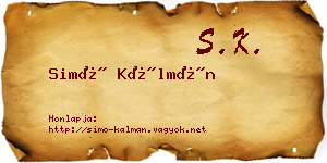 Simó Kálmán névjegykártya